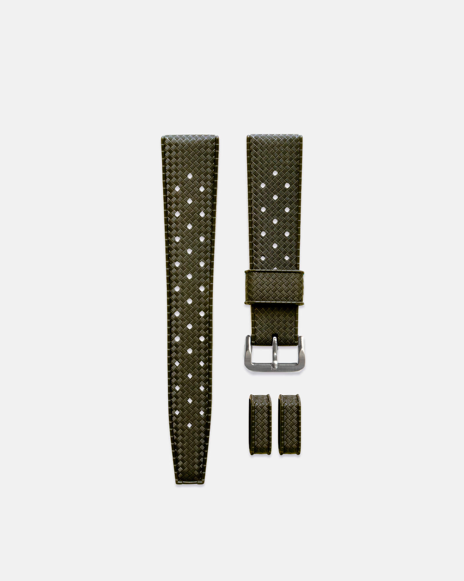 Rubber watch strap - Natural vulcanised Rubber - Green - Flexible
