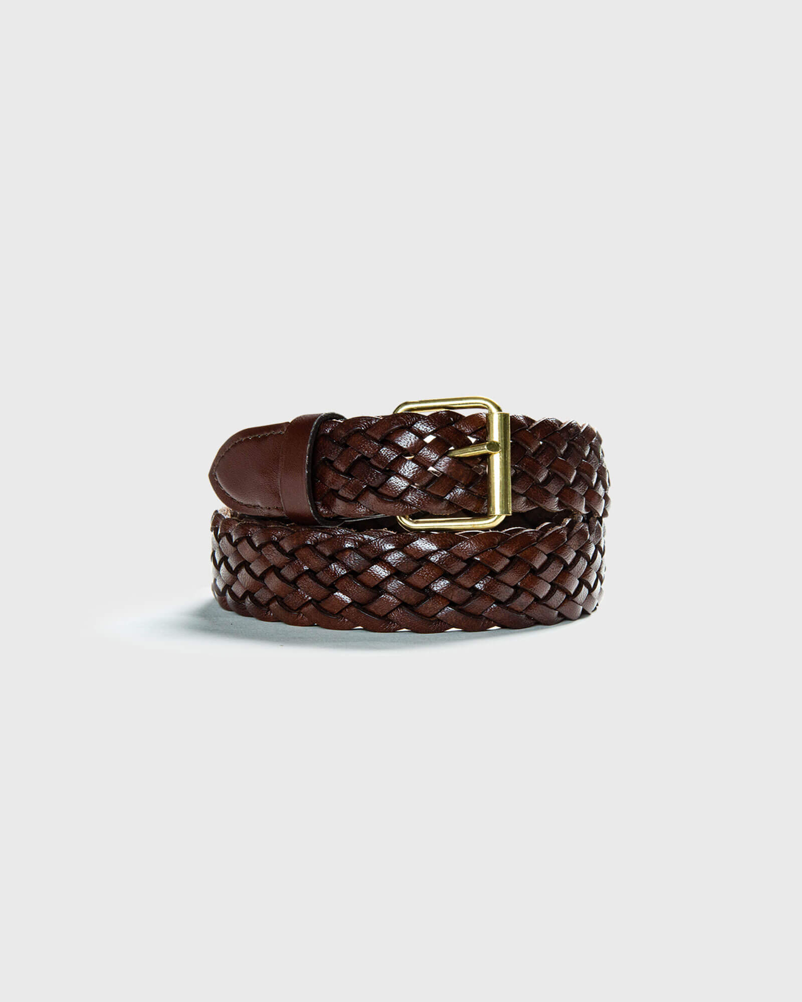 Cognac Braided Cowhide Leather Belt - Made in France  display picture 1