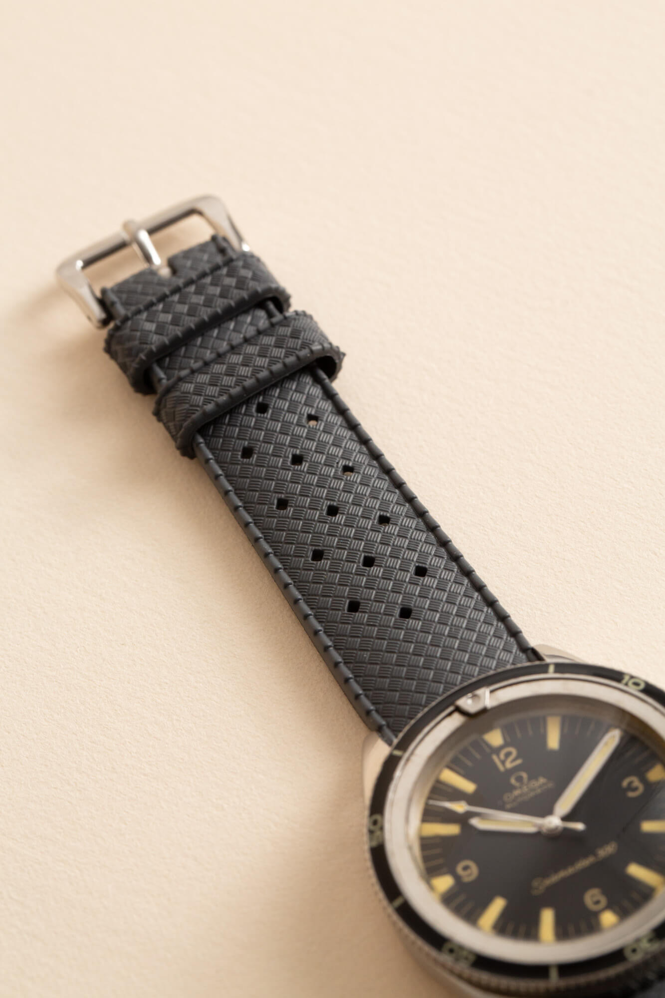 Rubber watch strap - Natural vulcanised rubber - Charcoal