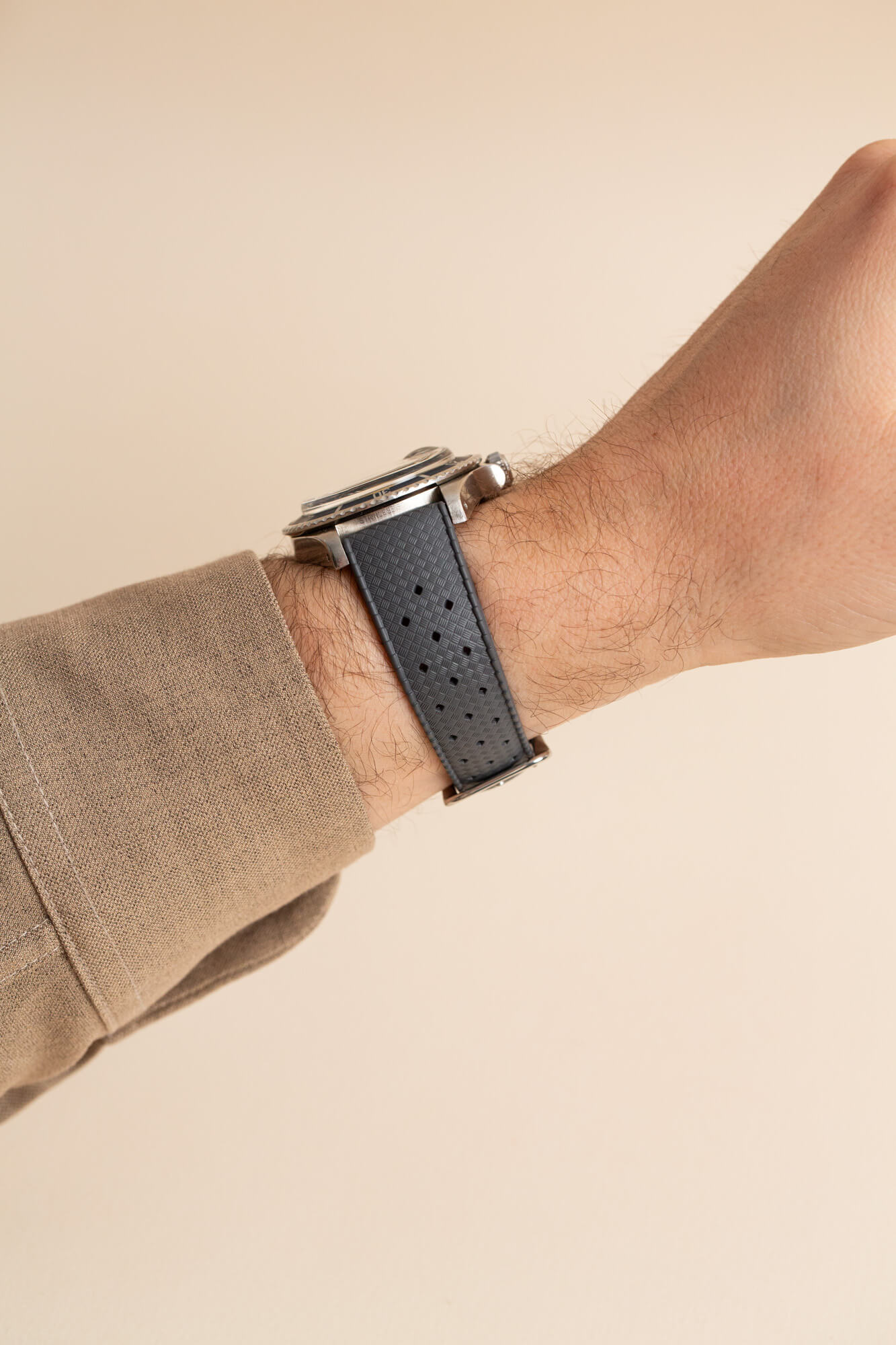 Rubber watch strap - Natural vulcanised rubber - Charcoal
