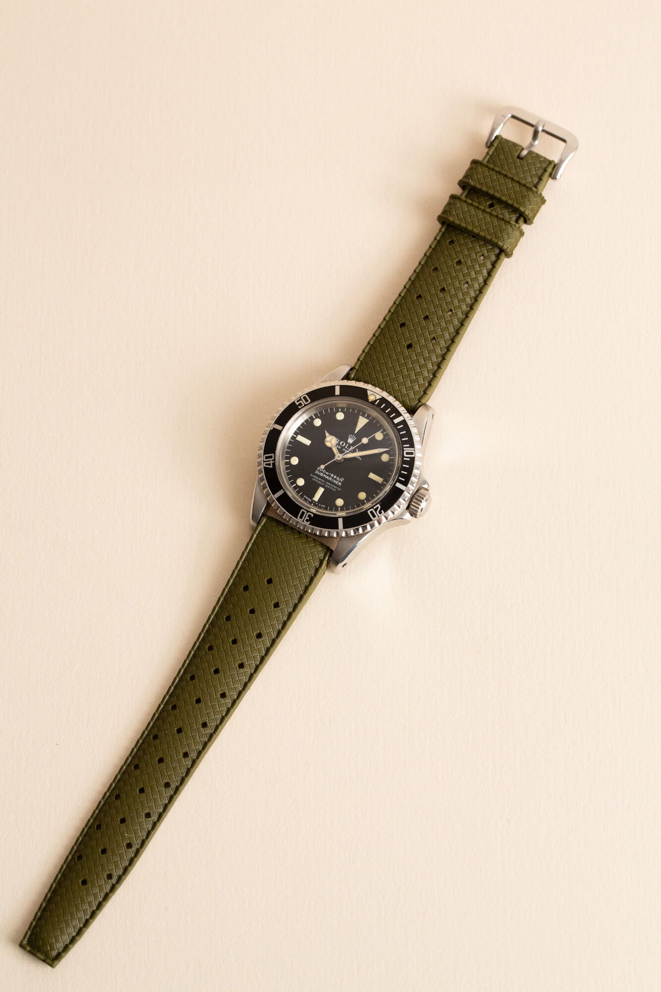 Rubber watch strap - Natural vulcanised Rubber - Green - Flexible