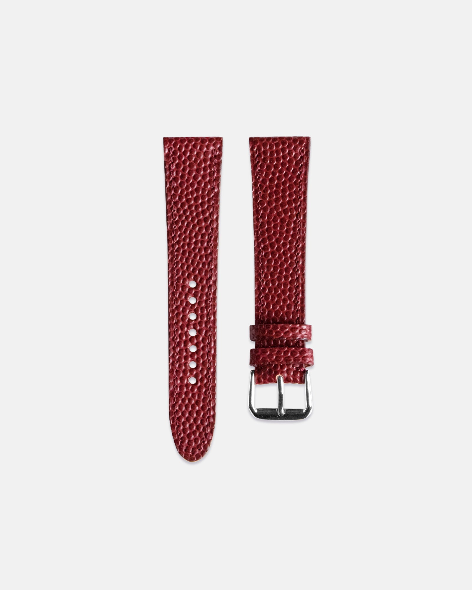 Rallye style watch strap in burgundy Horween Shell Cordovan