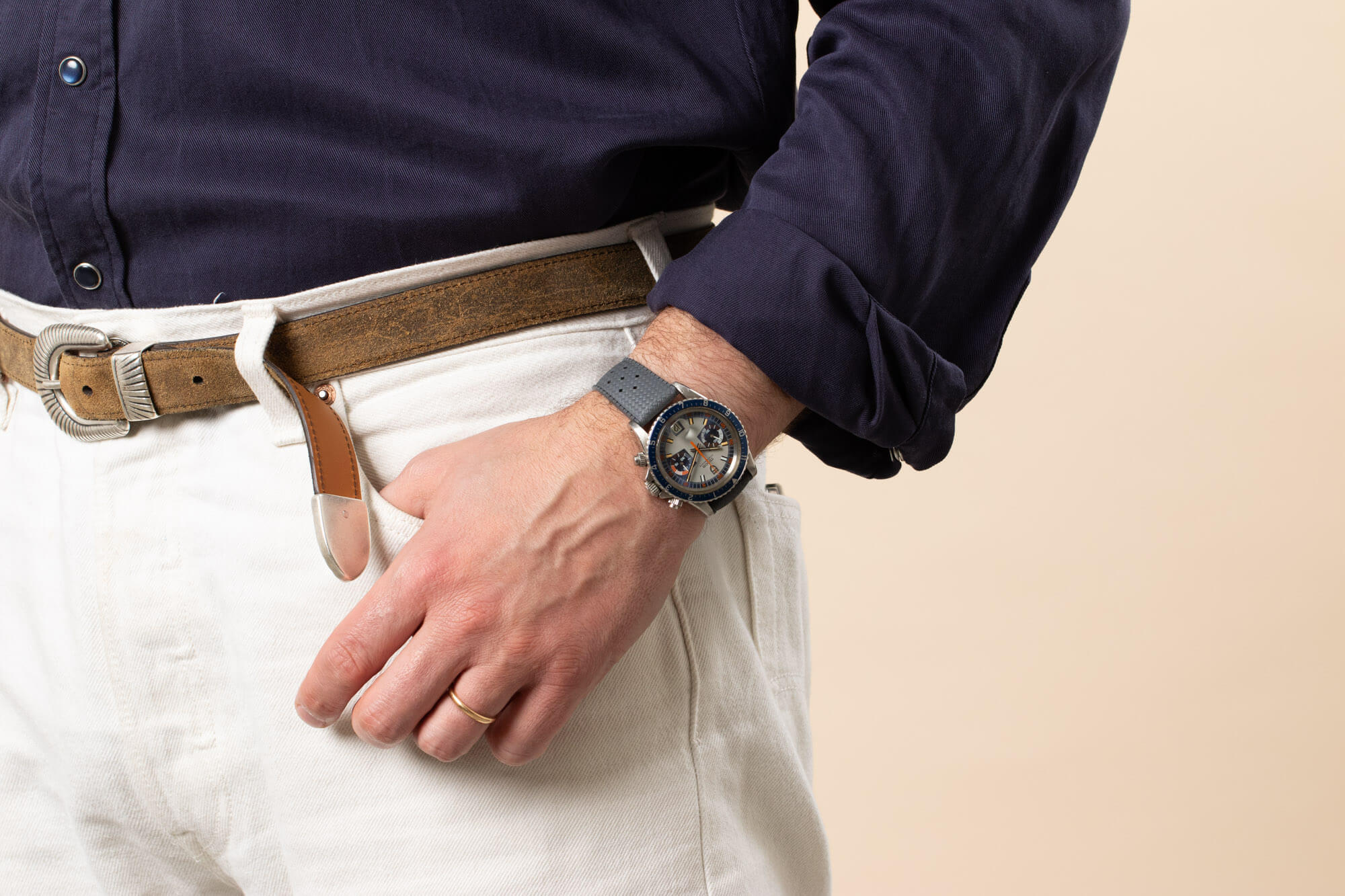 Rubber watch strap - Natural vulcanised rubber - Charcoal