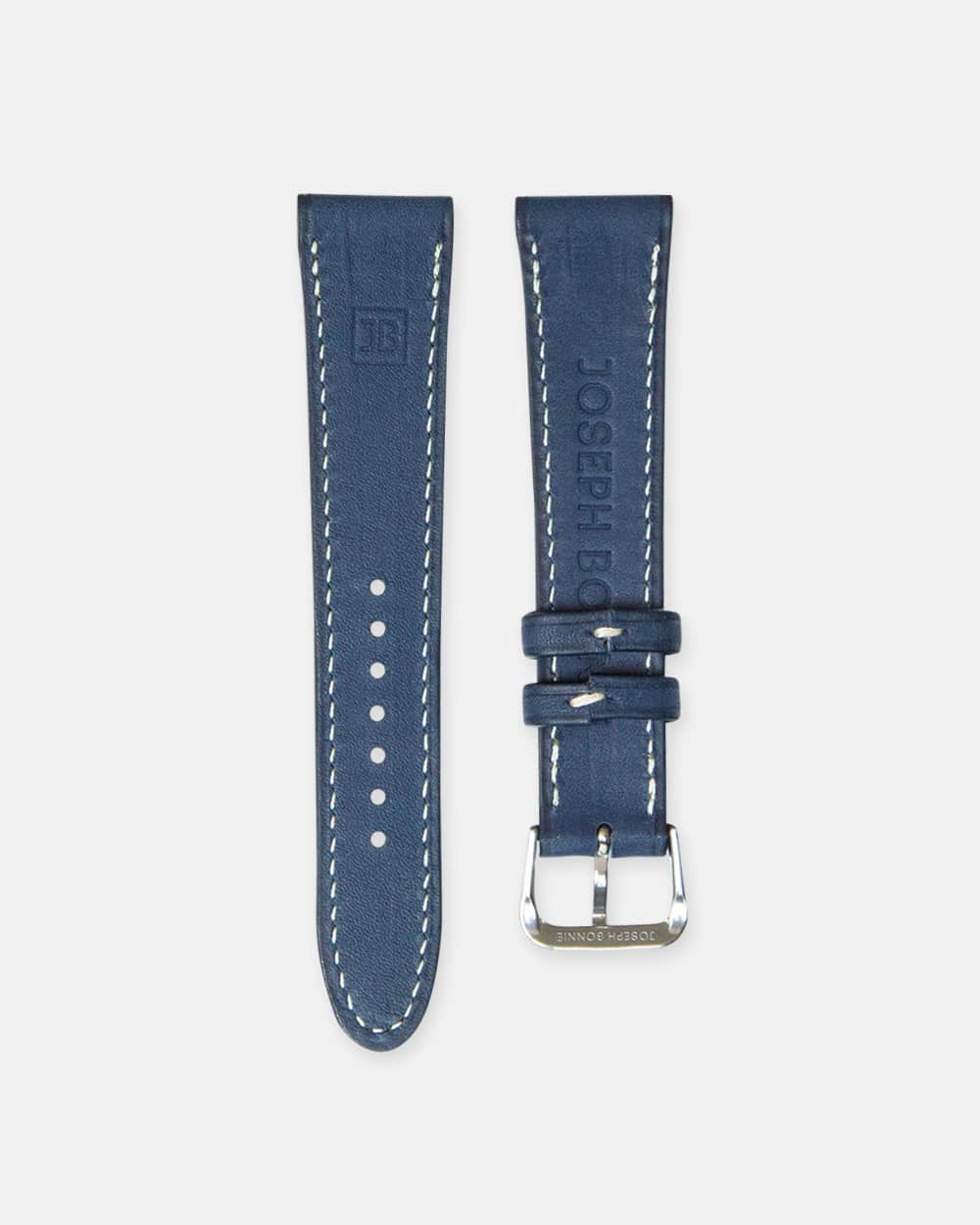 Bracelet Montre - Cuir de Veau Bleu - Surpiqures
