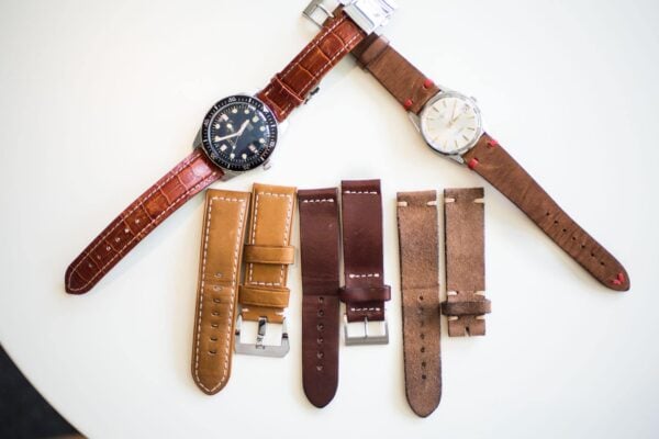 Unrefined leather watch strap