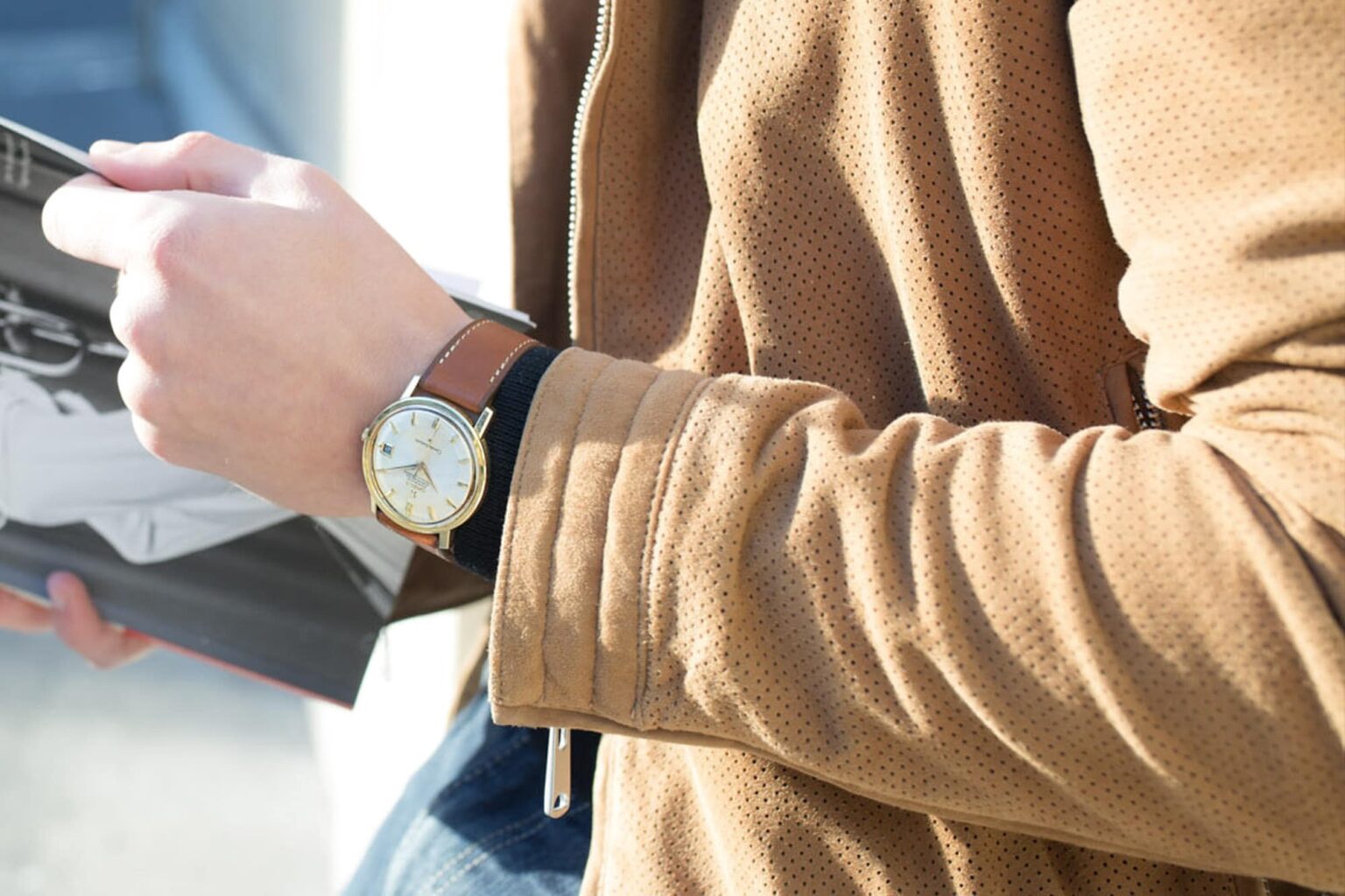 Bracelet montre double tour femme cuir marron