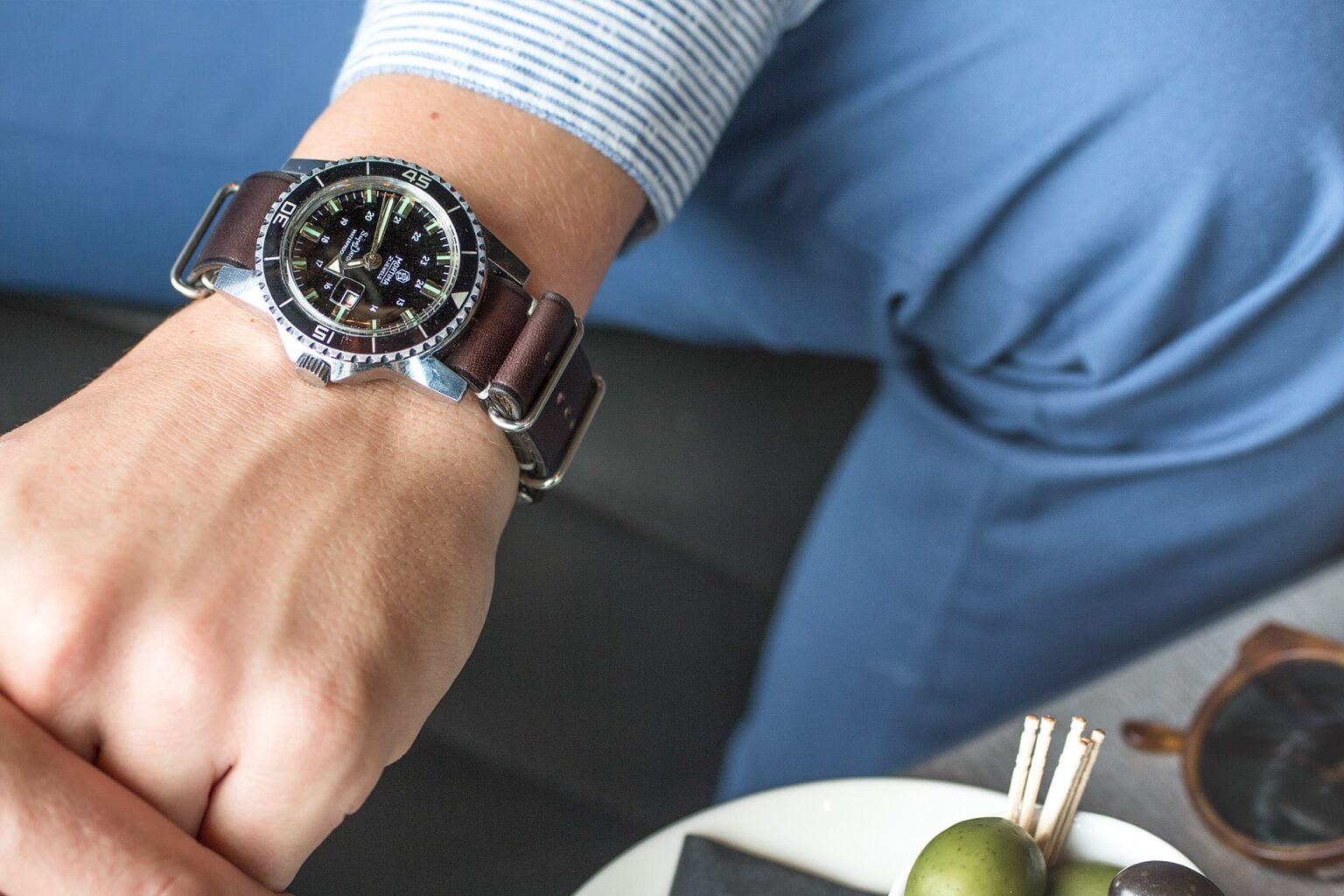 Bracelet En Cuir Véritable Points De Côté 22mm Marron Pour Votre Huawei Watch Gt Watch 2 Pro Honor Watch Magic