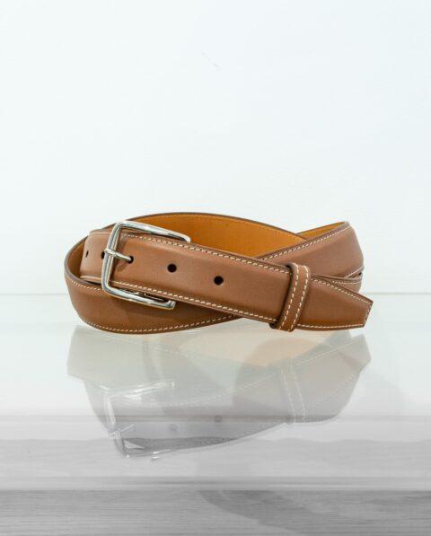 Fine Belt in Vintage Leather Crust Size 80/32 Made in France Color Brown