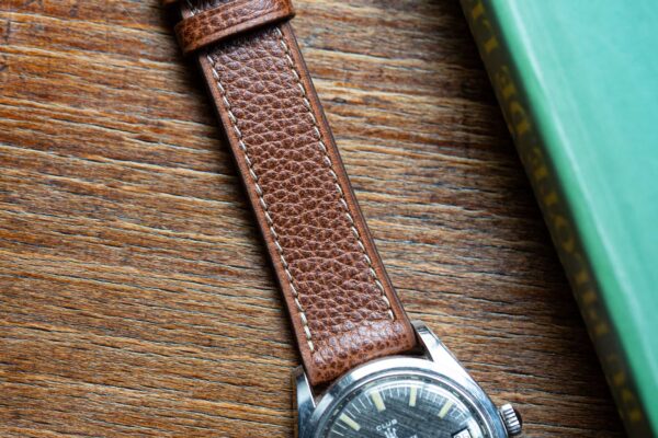 Bracelet de montre cuir grainé marron cognac