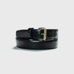 Ceinture Cuir Lézard Noir