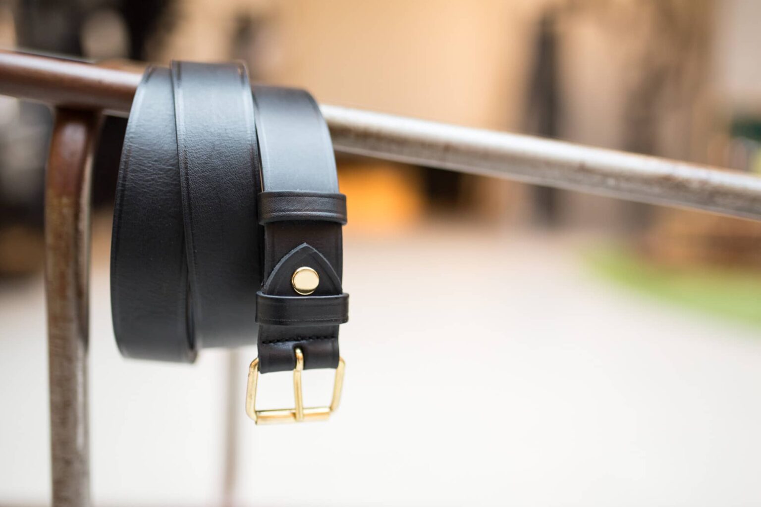 Belt Black full grain leather Shortened Italian tip & brass buckle