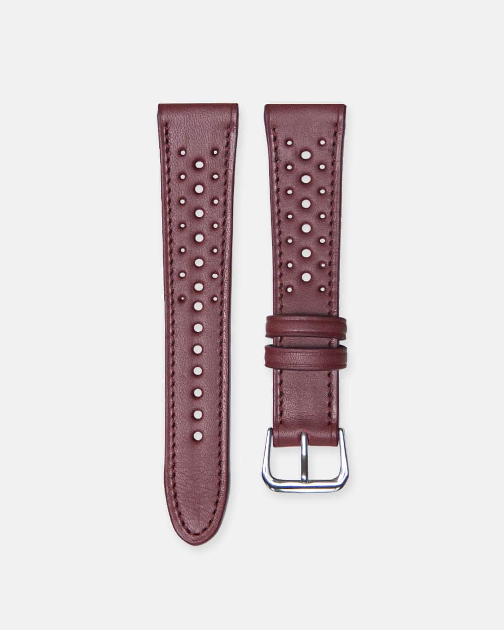 Bracelet de montre Rallye Cuir veau Bordeaux Surpiqûres