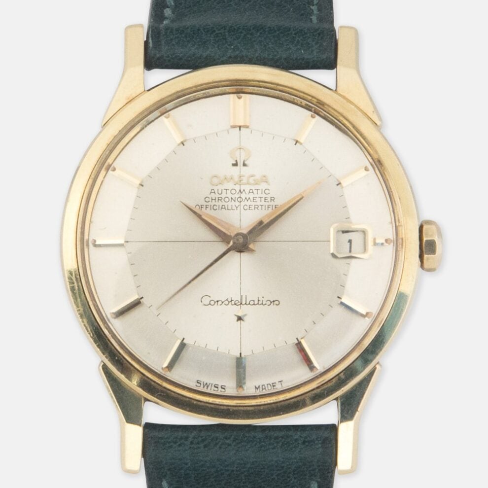 Omega - Constellation Cap Date Pie-Pan Gold - Années 1960 - Bracelet Cuir