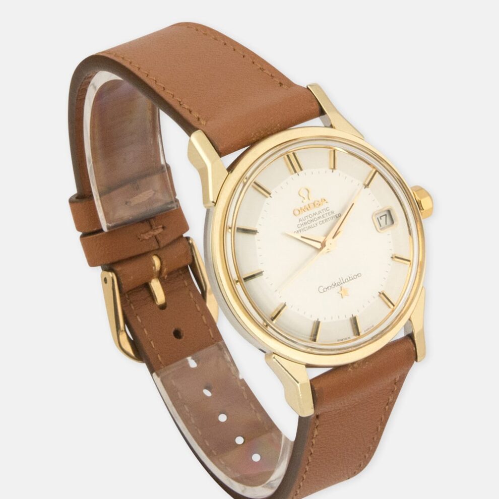 Omega constellation pie pan date gold