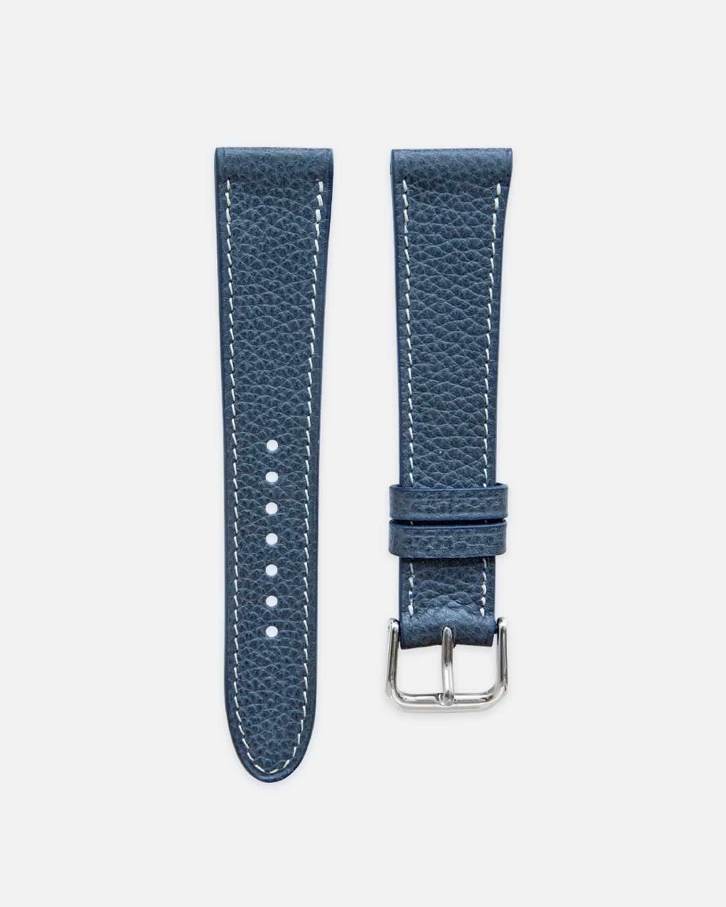 Bracelet de montre cuir grainé - Bleu Amiral