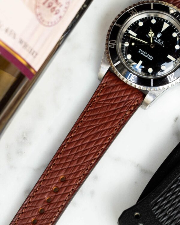 Bracelet de montre - Cuir de Russie Marron Bordeaux