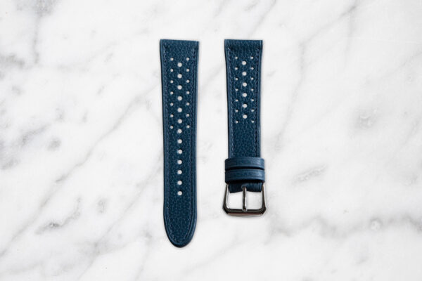 Bracelet de montre cuir grainé - Bleu Amiral