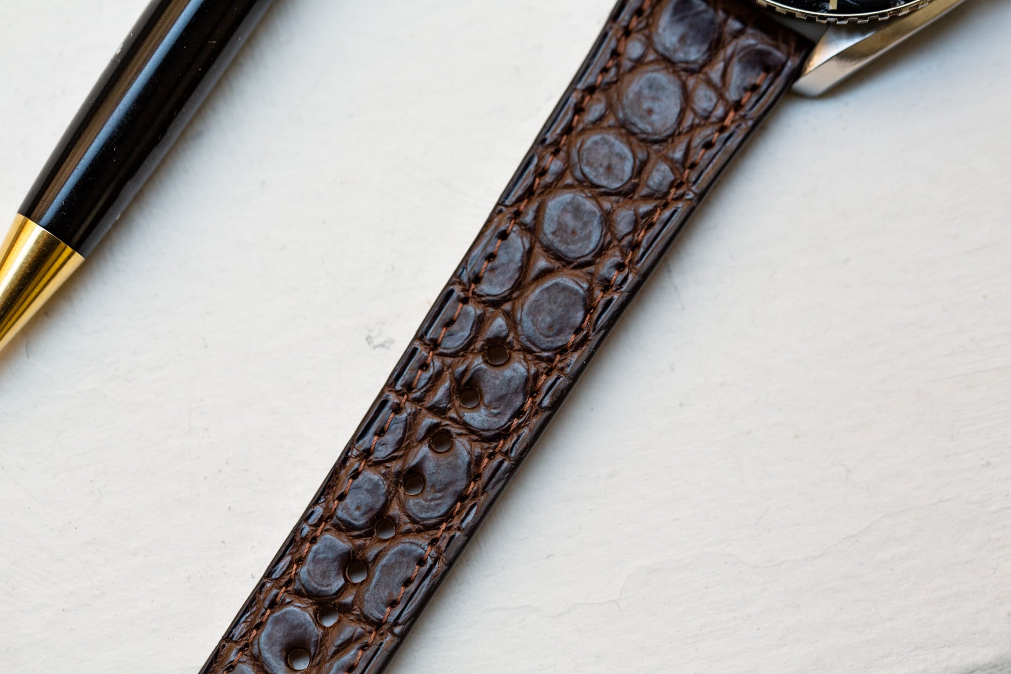 Bracelet de montre crocodile - Marron noisette