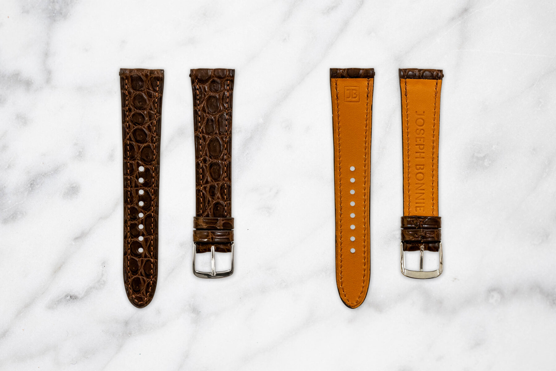 Chocolate Crocodile Leather Strap Made in France