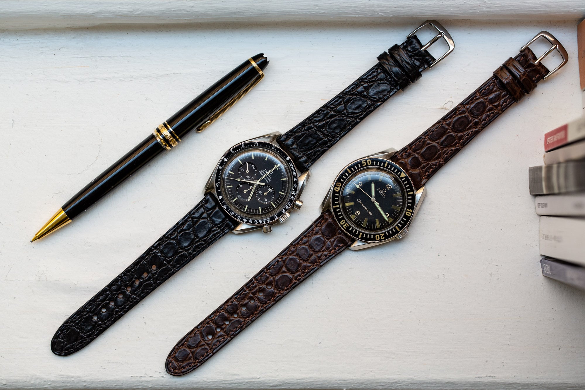 Bracelets de montre crocodile - Marron noisette & Noir
