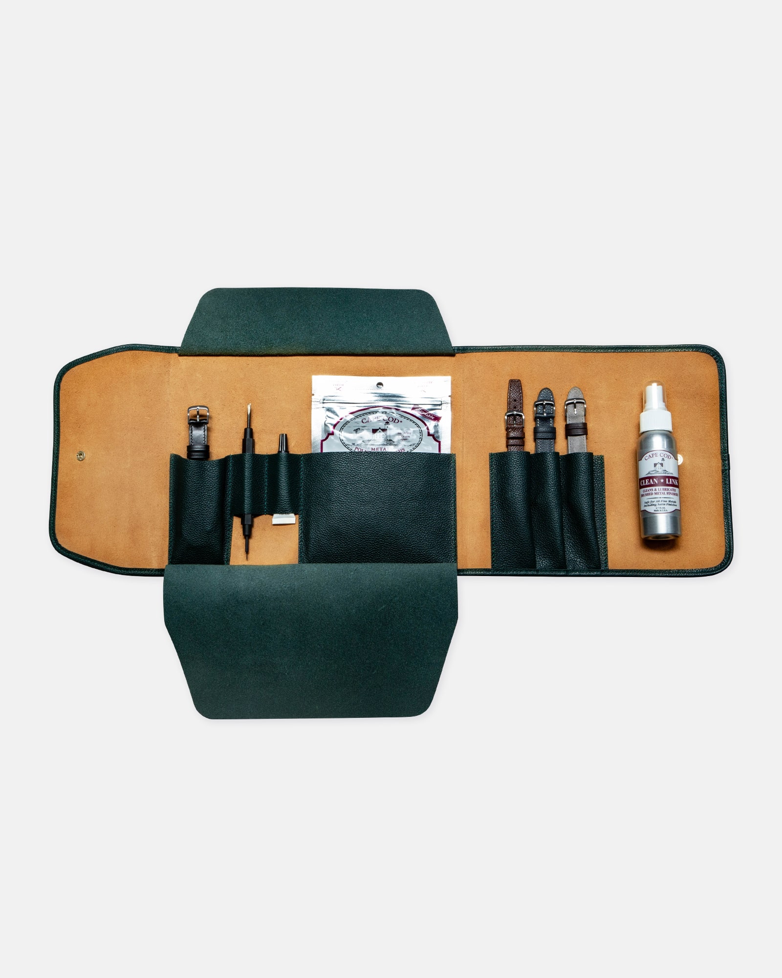 Kit d'entretien pour montres - Cuir grainé vert sapin