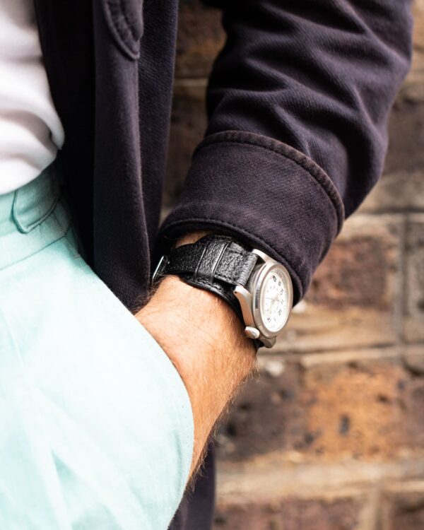 Bracelet de montre Bund en cuir pigskin noir