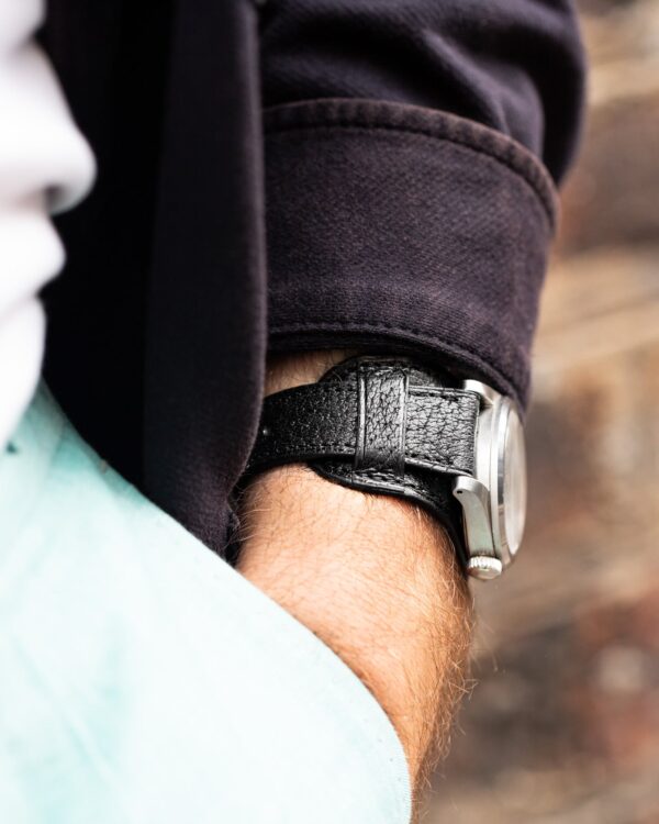 Bracelet de montre Bund en cuir pigskin noir