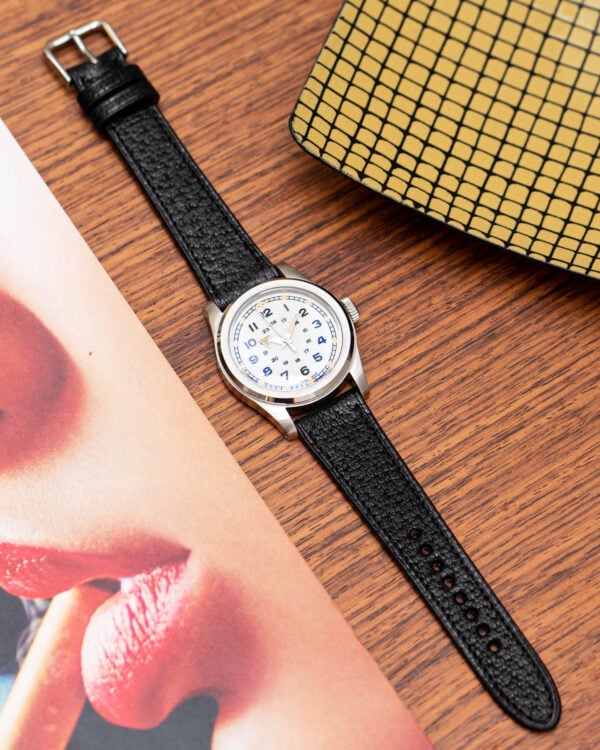 Bracelet de montre classique en cuir pigskin noir