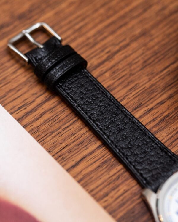 Bracelet de montre classique en cuir pigskin noir