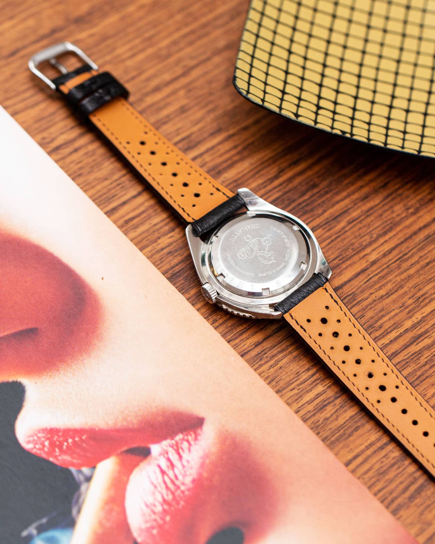 Bracelet de montre Rallye Cuir Pigskin Noir Fabrication française