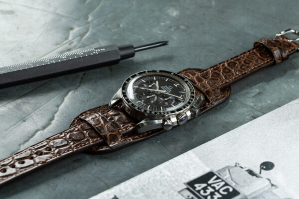 Bracelet de montre type Bund - Cuir crocodile marron