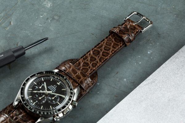 Bracelet de montre type Bund - Cuir crocodile marron