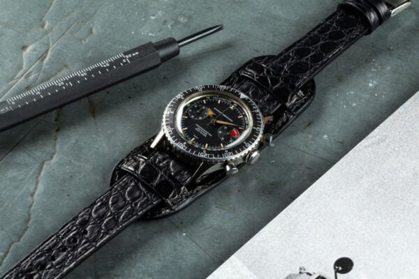 Bracelet de montre type Bund - Cuir crocodile noir