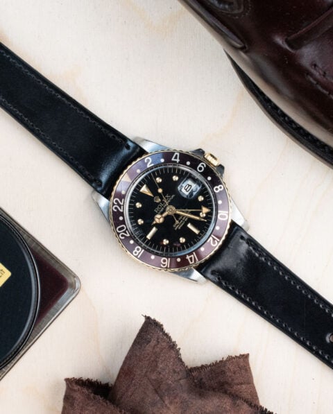 Bracelets de montre - cuir Horween Shell Cordovan - noir