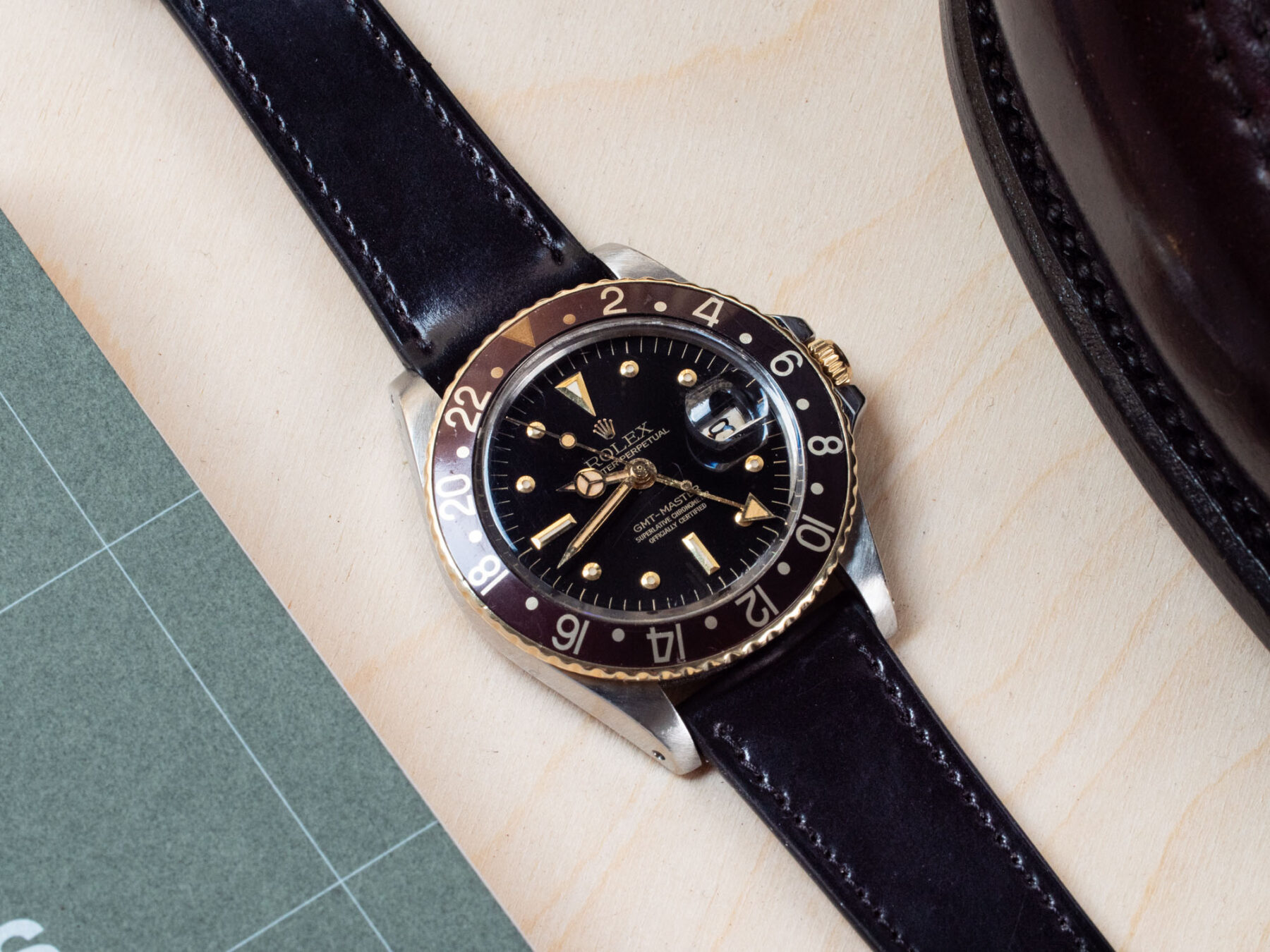 Bracelet de montre - cuir Horween Shell Cordovan - Noir