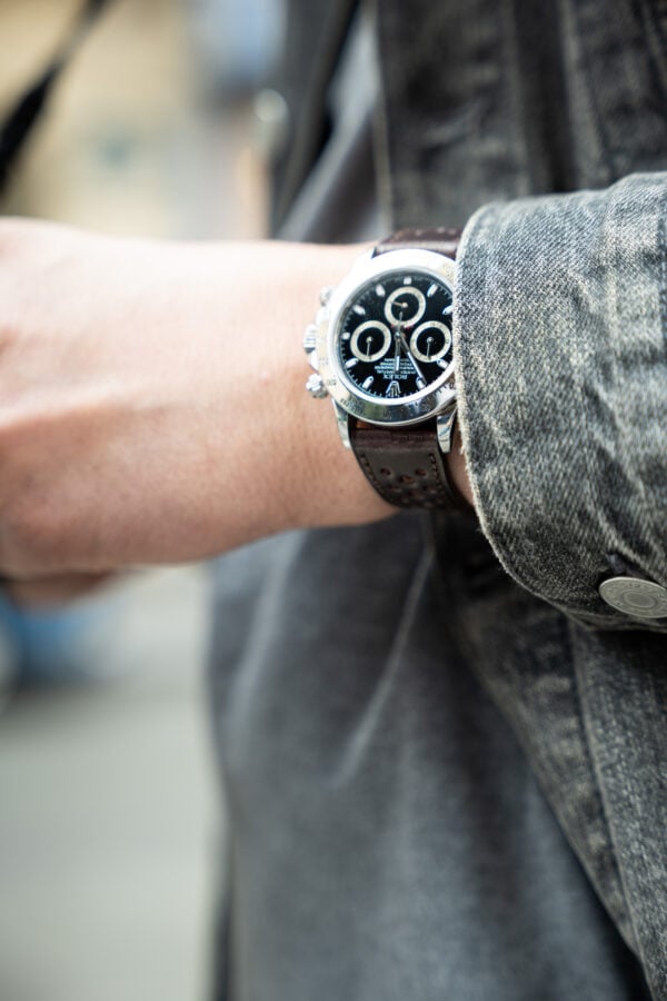 Bracelets de montre rallye - cuir Horween Shell Cordovan - noir