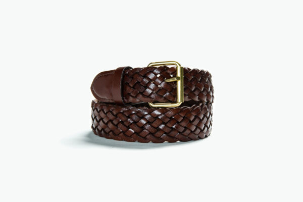 Brown Braided Leather Belt - Made In France