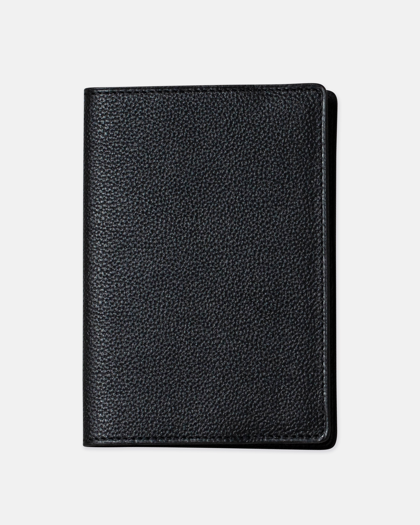 Passport Cover Black Grained Leather Handmade in France