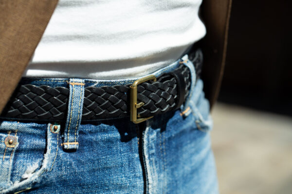 Ceinture Cuir Tressée Noir