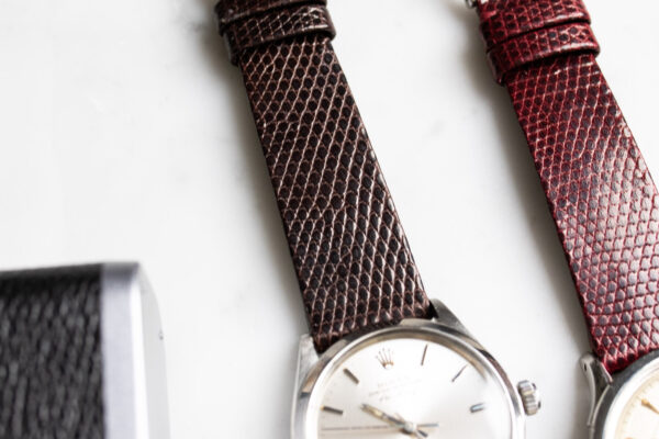 Bracelet de montre en cuir de lézard marron