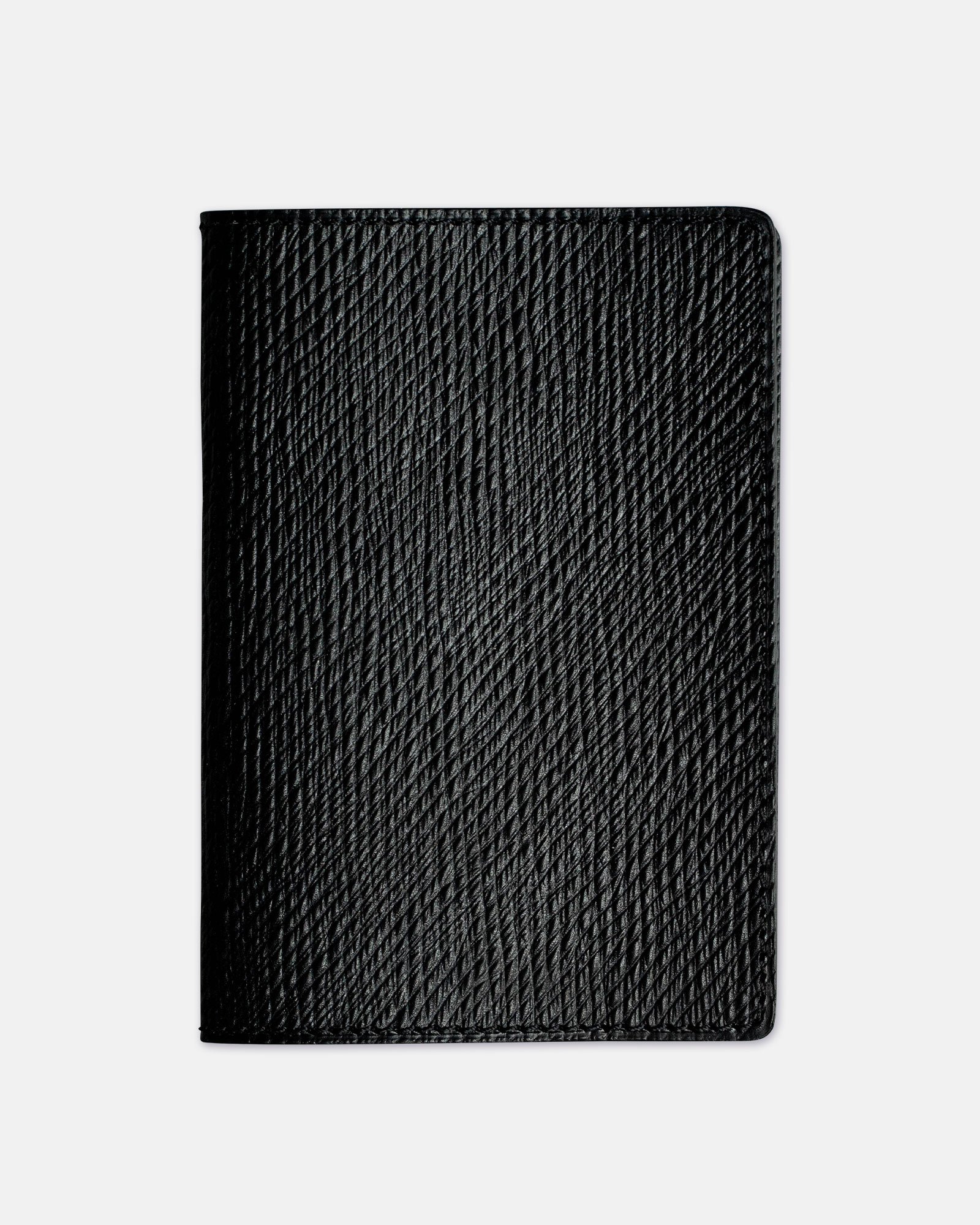 Passport Cover - Black Russia leather - Same Color Stitching