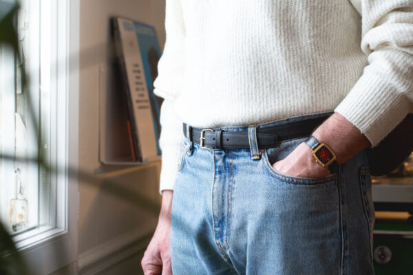 Ceinture cuir vachette grainée couleur noire