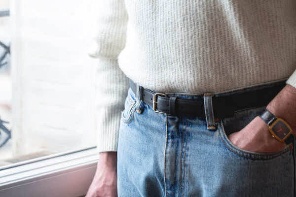 Ceinture cuir vachette grainée couleur noire