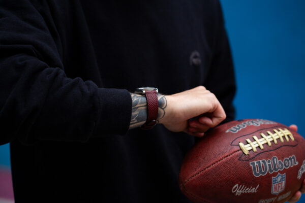 Bracelet de montre - Cuir Horween de ballon de football américain bordeaux