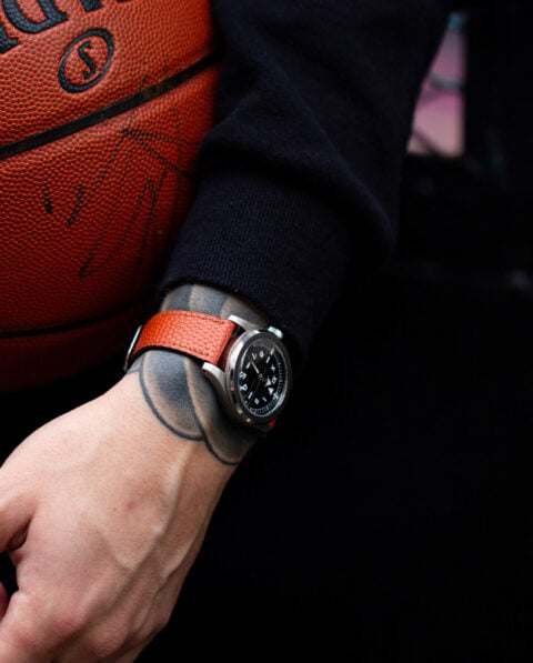 Bracelet de montre - Cuir Horween de ballon de basket orange marron