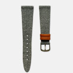 Vintage wool and leather watch strap - Grey pin check
