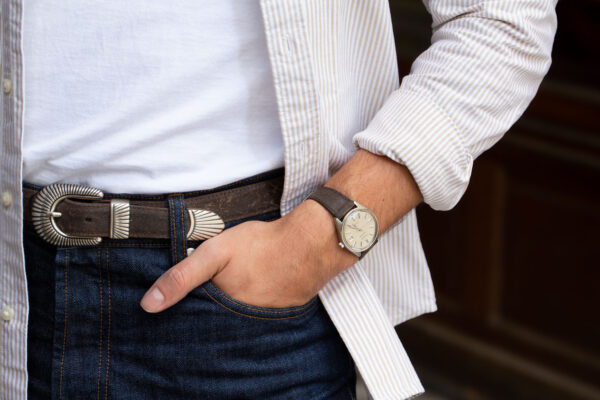 Bracelet de montre cuir ciré marron