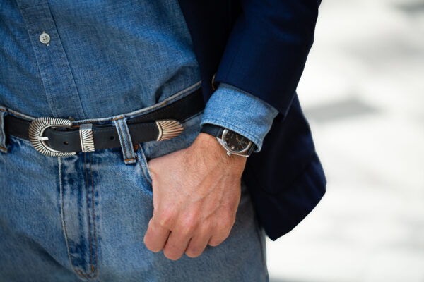 Bracelet de montre cuir ciré noir