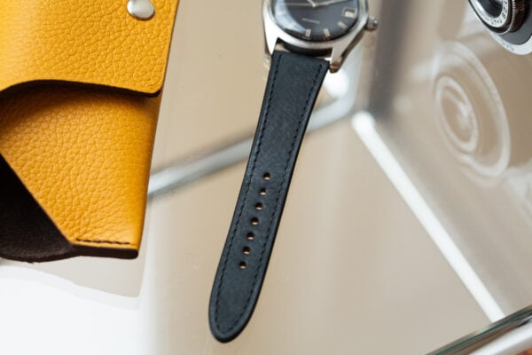Bracelet de montre cuir ciré noir