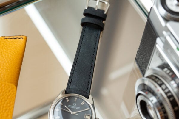 Bracelet de montre cuir ciré noir